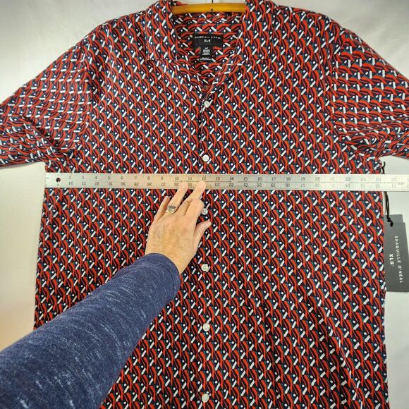 Shaquille O'Neal XLG Mens Shirt Button Short Sleeve Size XLT Red White Black NWT - Picture 15 of 16